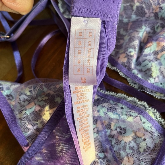 Savage X Fenty Steamy Floral Purple Royale Romance in Bloom Unlined Lace Bra Set - Picture 13 of 15